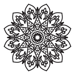 Black and white mandala with floral pattern. Coloring page.