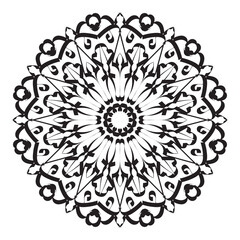 Black and white mandala with floral pattern. Coloring page.