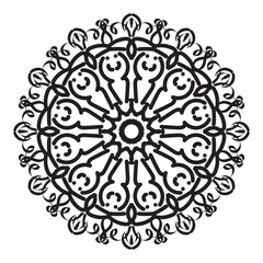 Black and white mandala with floral pattern. Coloring page.
