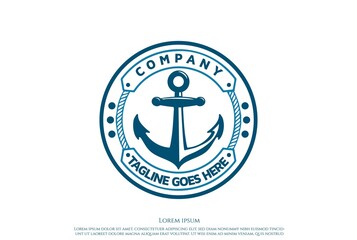 Vintage Circular Anchor Badge Label Seal Sticker for Nautical Marine Transportation Logo Design Vector