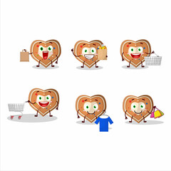 A Rich gingerbread heart mascot design style going shopping