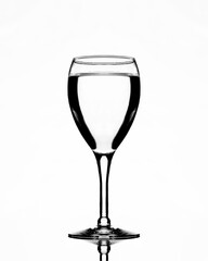 A glass of water, Water in a wine glass, White transparent background