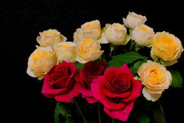 bunch of roses on chic background 