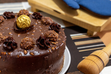 pastel de chocolate close up