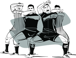 the vector sketch illustration of the rugby team players - obrazy, fototapety, plakaty