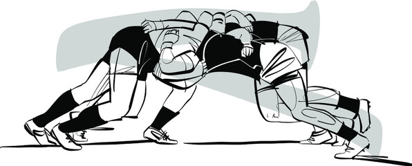 the vector sketch illustration of the rugby team players