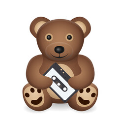 Teddy bear with audio cassette
