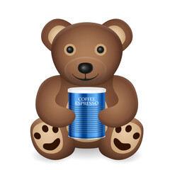Teddy bear with coffee canister