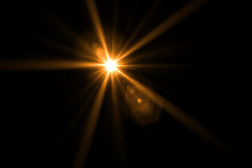 Fototapeta na wymiar Beautiful optical lens flare effect Golden sun light