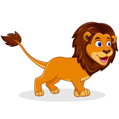 Cute lion cartoon isolated on white background