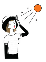 紫外線対策・日焼け対策をする女性のイラスト