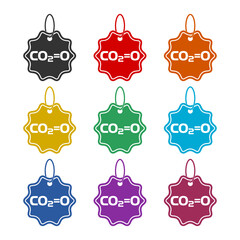 CO2 neutral floral badge color icon set