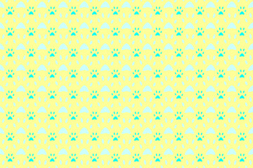 Seamless wallpaper with tiled cute dog footprints on a light yellow background.