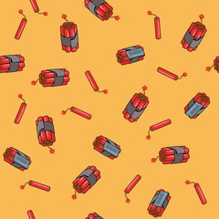 TNT bomb theme vector seamless pattern. For textile print, web, room wall decor, and etc. vector