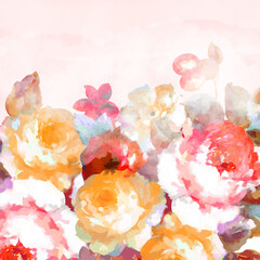 Beautiful wedding watercolor rose flower peony flower