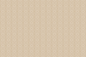 Seamless wallpaper with golden overlapping lines composed of tiled polygons on a white background, for silk pattern, tribal retro fabric pattern, beautiful curtain pattern.