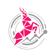 tech sign of standing goat antelope deer bucks logo design vector illustration © fandy