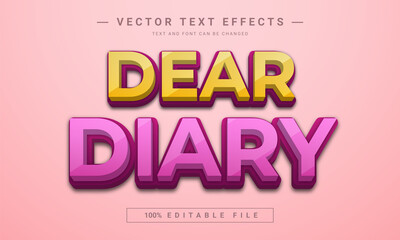 Dear Diary text effect template use for product brand and business logo