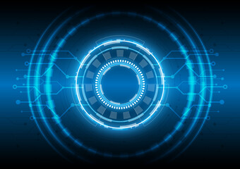 Engineering of data science. Futuristic Sci-Fi glowing HUD user. Digital infographic frame. Abstract hologram hi-tech background. Virtual reality technology electric innovation