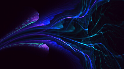 3D rendering abstract multicolor fractal light background
