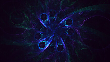 3D rendering abstract multicolor fractal light background