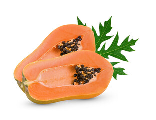 papaya fruit isolated 0n white background