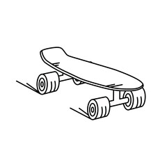 Skateboard in the outline style. The icon. Vector illustration on a white isolated background