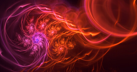 3D rendering abstract multicolor fractal light background