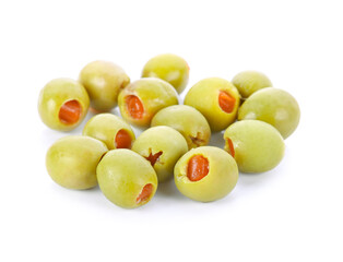pickled olives isolated on white background