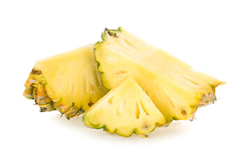 Pineapple fruit stacks on white background
