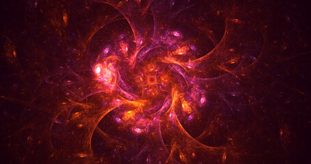 3D rendering abstract red fractal light background