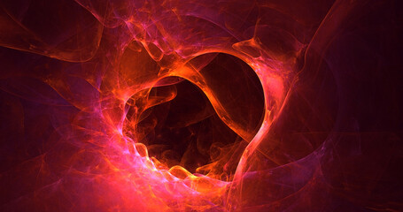 3D rendering abstract red fractal light background