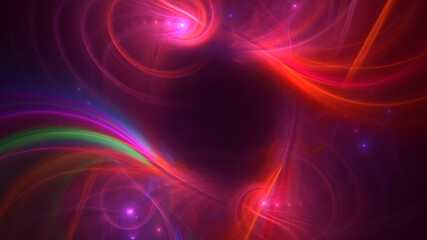 3D rendering abstract red fractal light background