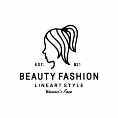 Beauty woman fashion with line art style.Logo for business in the industry of beauty, health, personal hygiene.Logo of a beauty salon, health industry, makeup artist.