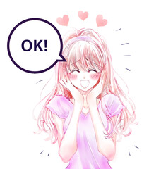 OKサインを出す女性