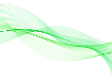 Abstract green wave flow line isolated on white background. Wavy fluid pattern design. Modern concept for presentation, banner, backdrop. Vector illustration of soft dynamic swoosh