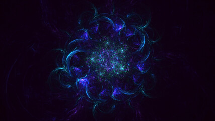3D rendering abstract multicolor fractal light background