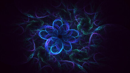 3D rendering abstract blue fractal light background