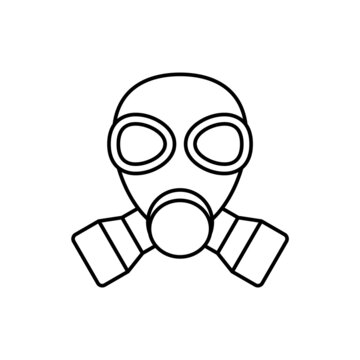 recommend clip art: Gas mask line icon. Respirator symbol. Pest control equipment. Protection against chemical, biological, and nuclear weapon. Full face protective mask for air pollution. Vector illustration, clip art.