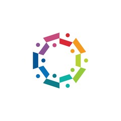 group of ten people color colorful 10 team family together logo vector icon illustration