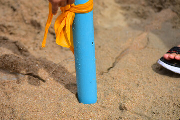 Chon Buri Thailand January August 01 2019 Japanese company takes employees to activity on the beach “Team Building Excellence Team Work 2019”