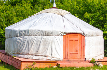 Yurt in the park in summer.