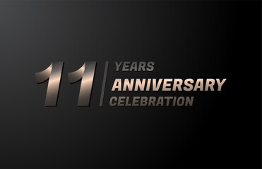 11 years gold anniversary celebration logotype, anniversary banner vector, isolated on black background