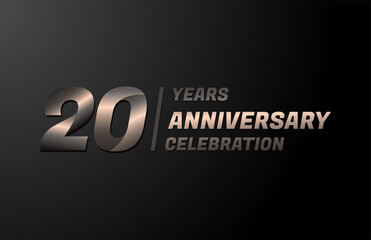 20 years gold anniversary celebration logotype, anniversary banner vector, isolated on black background