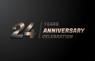24 years gold anniversary celebration logotype, anniversary banner vector, isolated on black background