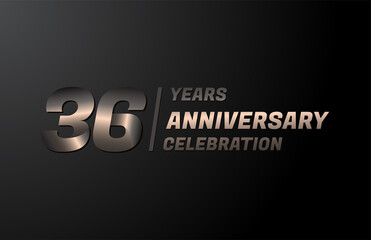 36 years gold anniversary celebration logotype, anniversary banner vector, isolated on black background