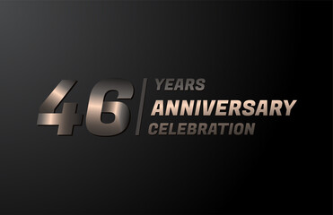 46 years gold anniversary celebration logotype, anniversary banner vector, isolated on black background