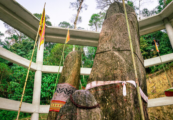 naturally rock formed huge shivalinga of hindu deity at day