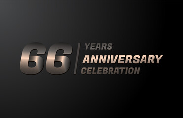 66 years gold anniversary celebration logotype, anniversary banner vector, isolated on black background