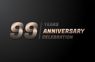 99 years gold anniversary celebration logotype, anniversary banner vector, isolated on black background